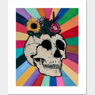 Skull and Flowers Posters and Art